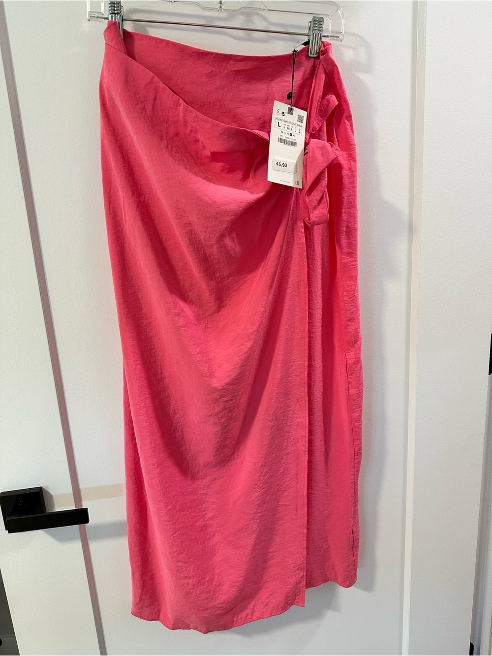 Zara Hot Pink Wrap Midi Skirt